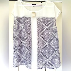 NWT Ann Taylor Cap Sleeve Mosaic Blouse